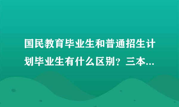 国民教育毕业生和普通招生计划毕业生有什么区别？三本属于什么