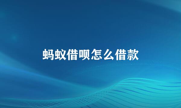 蚂蚁借呗怎么借款