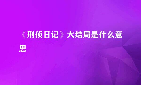《刑侦日记》大结局是什么意思