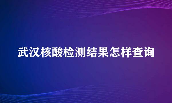 武汉核酸检测结果怎样查询