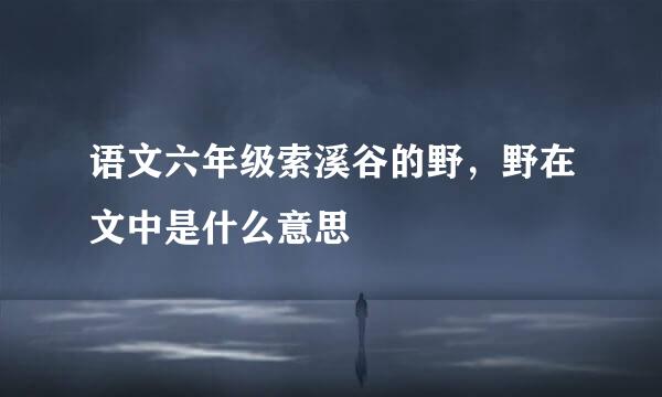 语文六年级索溪谷的野,野在文中是什么意思