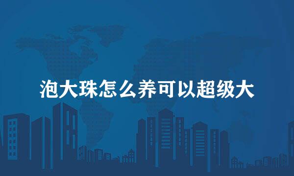 泡大珠怎么养可以超级大