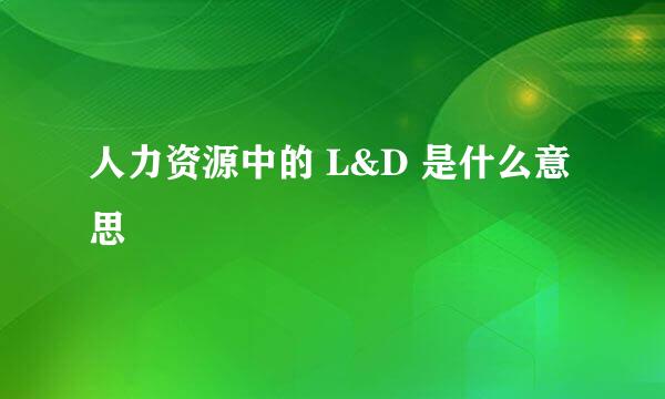 人力资源中的 L&D 是什么意思 