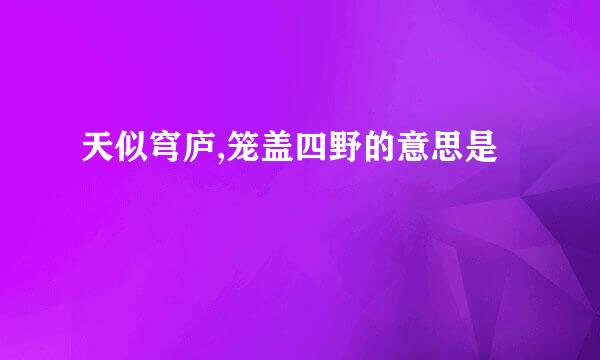 天似穹庐,笼盖四野的意思是