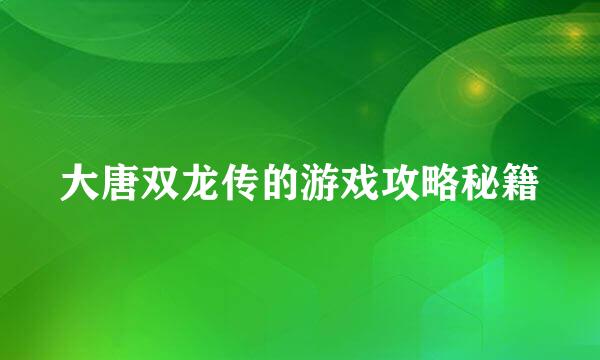 大唐双龙传的游戏攻略秘籍