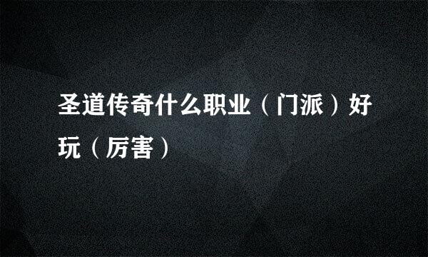 圣道传奇什么职业（门派）好玩（厉害）