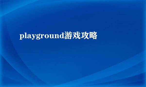 playground游戏攻略