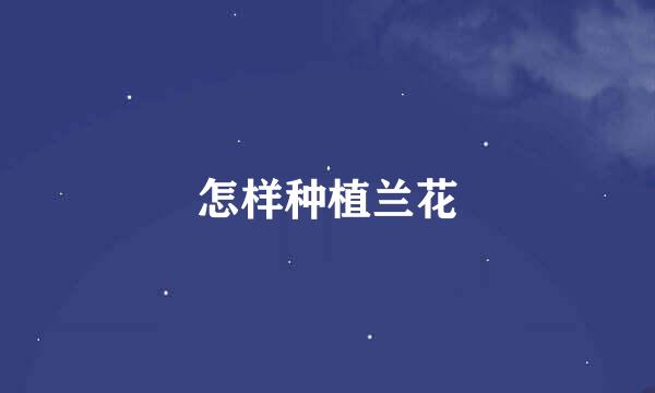 怎样种植兰花