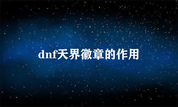 dnf天界徽章的作用