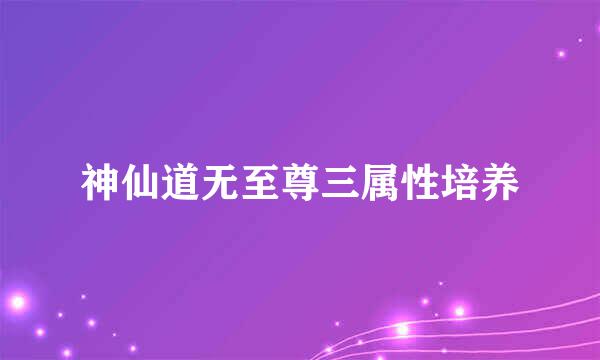 神仙道无至尊三属性培养