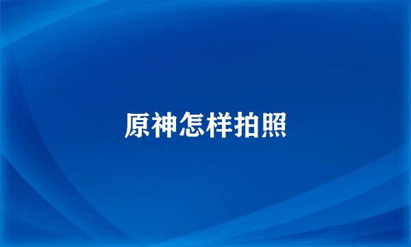 原神怎样拍照
