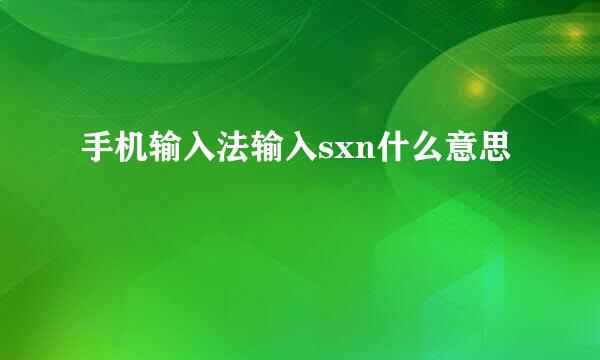 手机输入法输入sxn什么意思