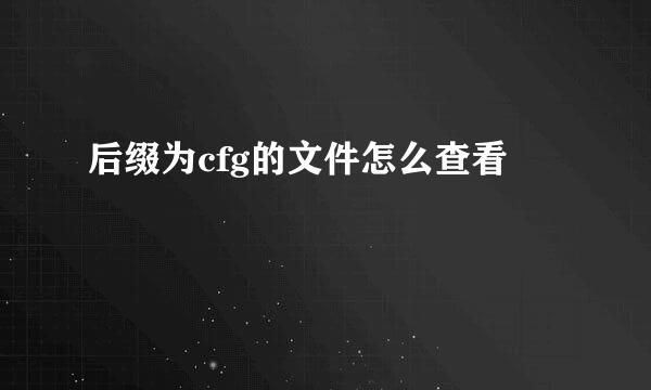 后缀为cfg的文件怎么查看