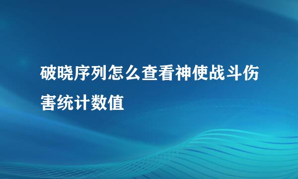 破晓序列怎么查看神使战斗伤害统计数值