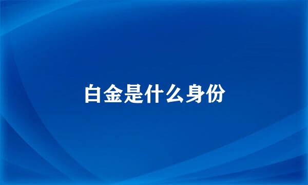 白金是什么身份