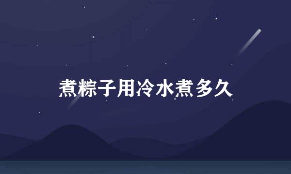 煮粽子用冷水煮多久