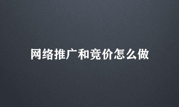 网络推广和竞价怎么做