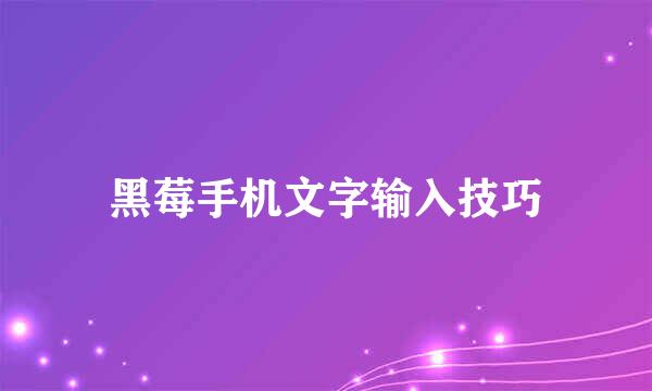 黑莓手机文字输入技巧