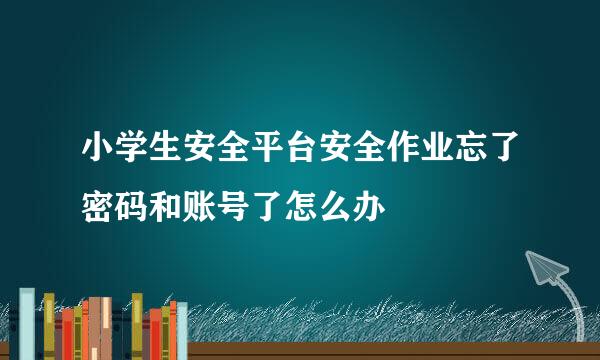 小学生安全平台安全作业忘了密码和账号了怎么办