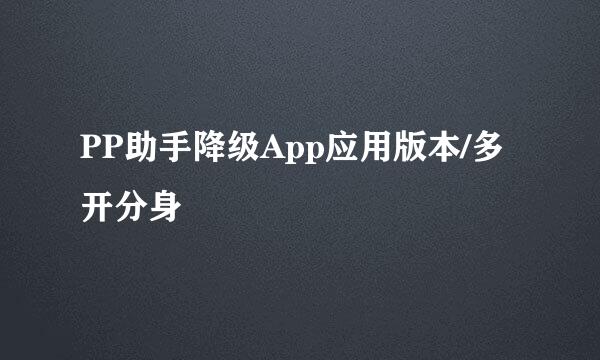 PP助手降级App应用版本/多开分身