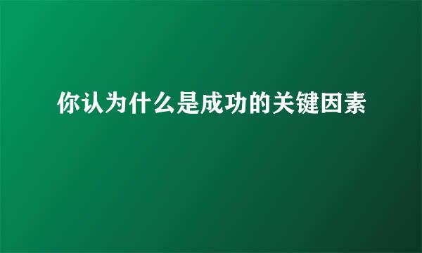 你认为什么是成功的关键因素