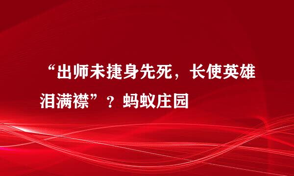 “出师未捷身先死,长使英雄泪满襟”?蚂蚁庄园