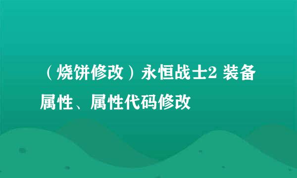 (烧饼修改)永恒战士2 装备属性、属性代码修改