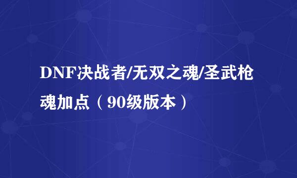 DNF决战者/无双之魂/圣武枪魂加点(90级版本)