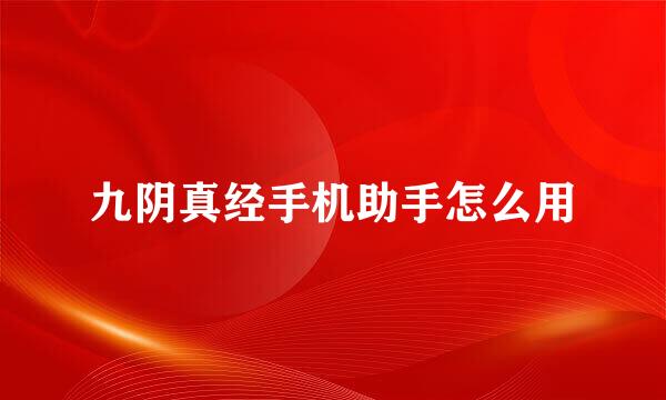 九阴真经手机助手怎么用