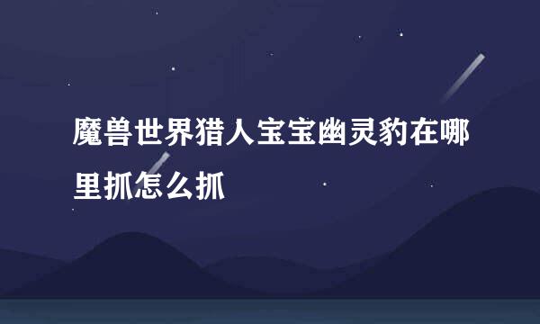 魔兽世界猎人宝宝幽灵豹在哪里抓怎么抓