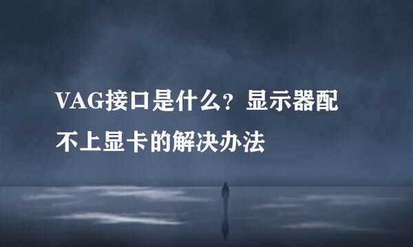 VAG接口是什么?显示器配不上显卡的解决办法