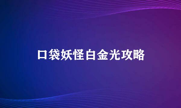 口袋妖怪白金光攻略
