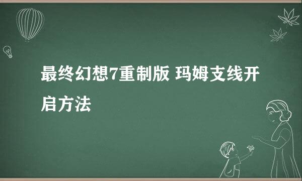 最终幻想7重制版 玛姆支线开启方法