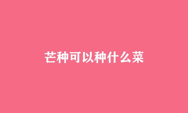 芒种可以种什么菜