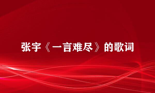 张宇《一言难尽》的歌词