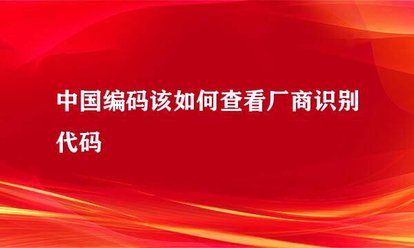 中国编码该如何查看厂商识别代码