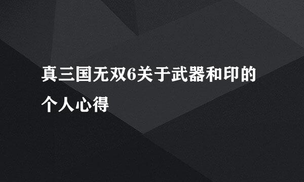 真三国无双6关于武器和印的个人心得