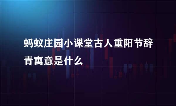 蚂蚁庄园小课堂古人重阳节辞青寓意是什么