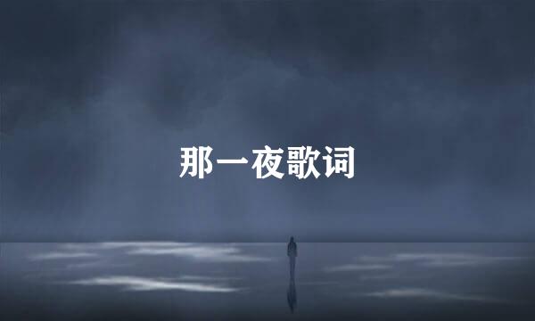 那一夜歌词