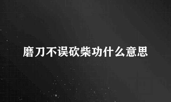磨刀不误砍柴功什么意思