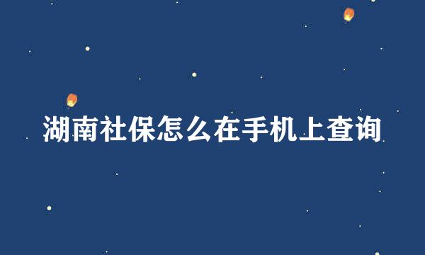 湖南社保怎么在手机上查询