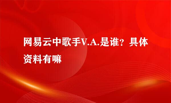 网易云中歌手V.A.是谁?具体资料有嘛