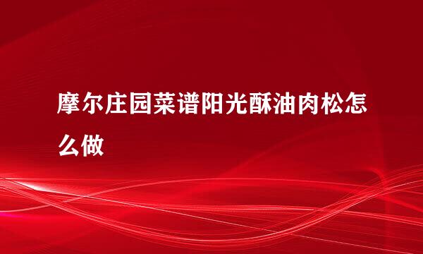 摩尔庄园菜谱阳光酥油肉松怎么做