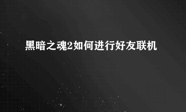 黑暗之魂2如何进行好友联机