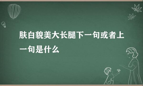 肤白貌美大长腿下一句或者上一句是什么