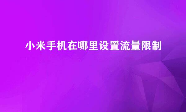 小米手机在哪里设置流量限制