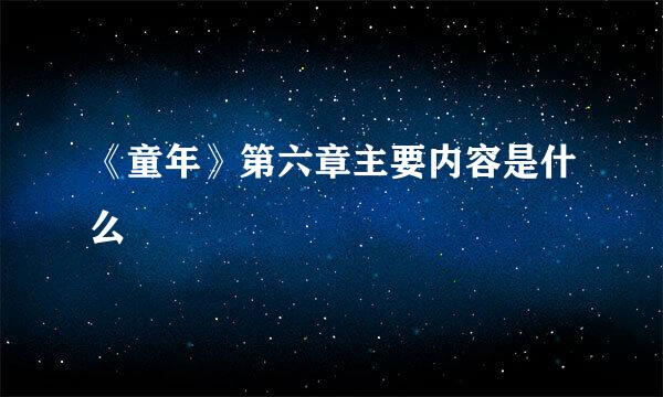 《童年》第六章主要内容是什么