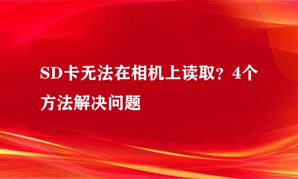 SD卡无法在相机上读取?4个方法解决问题
