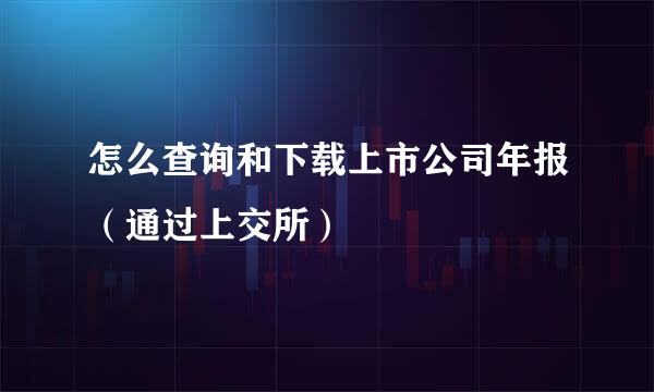 怎么查询和下载上市公司年报(通过上交所)