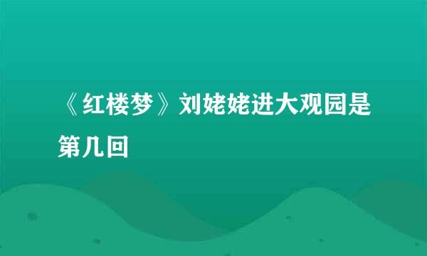 《红楼梦》刘姥姥进大观园是第几回